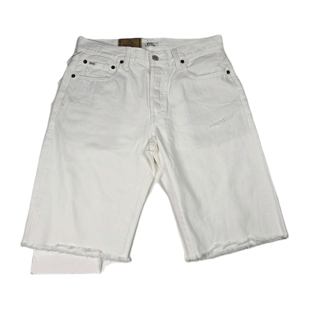 NWT Polo Ralph Lauren "The Cate" Bermuda Shorts In White Denim Women's Size 28